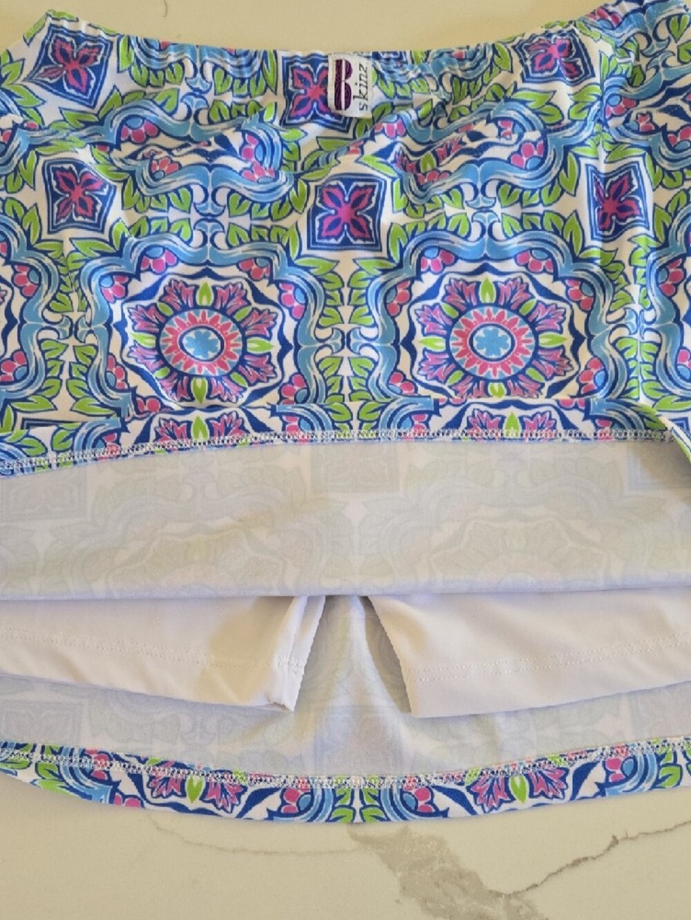 B Skinz Blue, Green and Pink Geometric Skort-Lily Pulitzer Style-Tennis, Golf - Picture 3 of 6